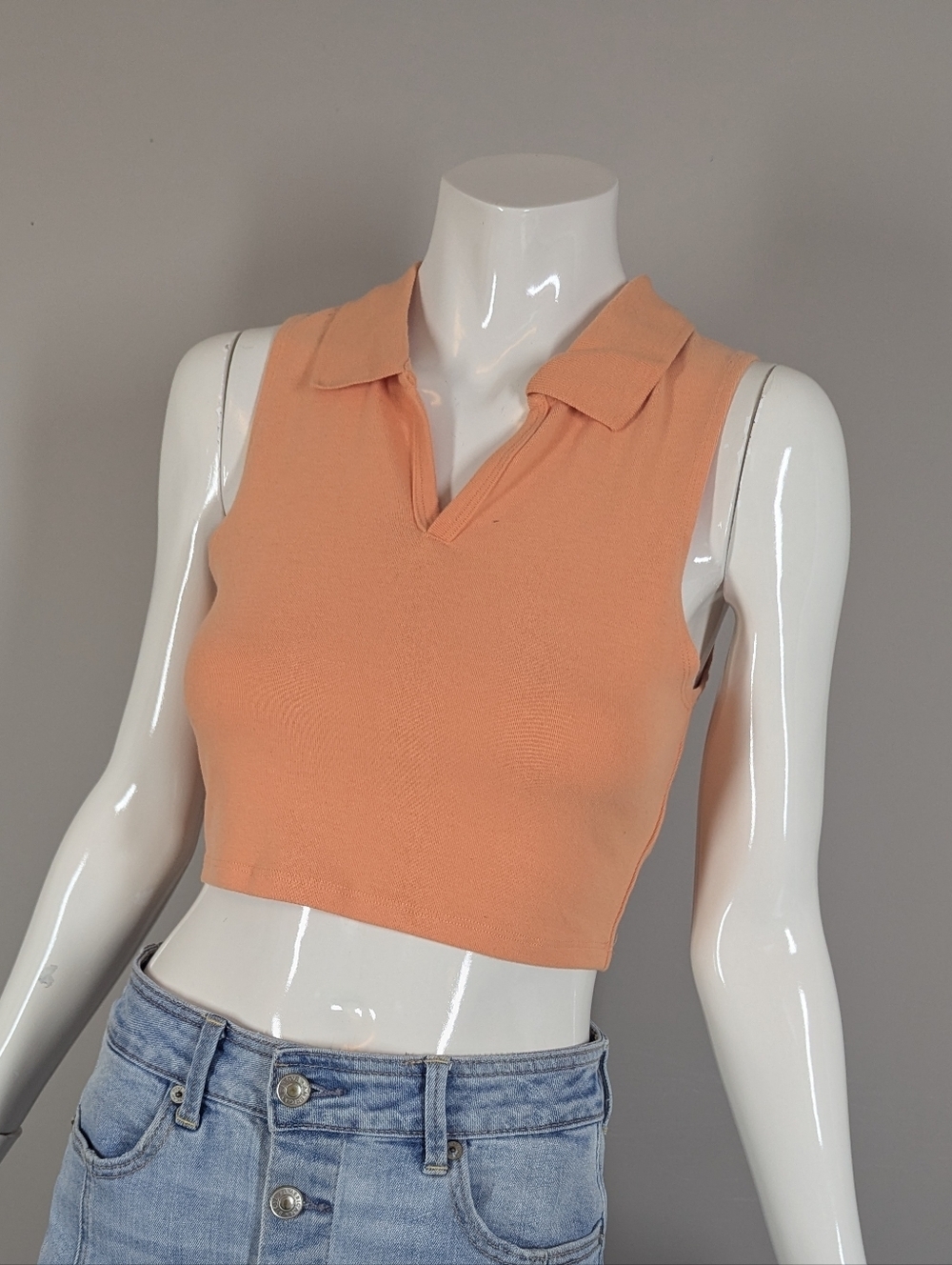 Sunday Best Cropped Polo Top XS Peach Fitted Baby Tee Aritzia